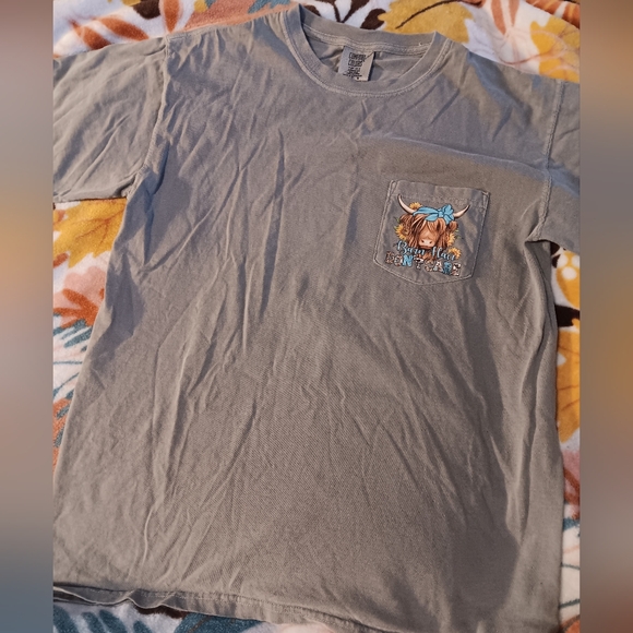 Comfort Colors Highland Cows Graphic Pocket T-Shirt - Picture 1 of 3